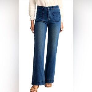 Wide Leg High Waisted Stretch Straight Leg Jeans Loose Denim Pants with Pocket